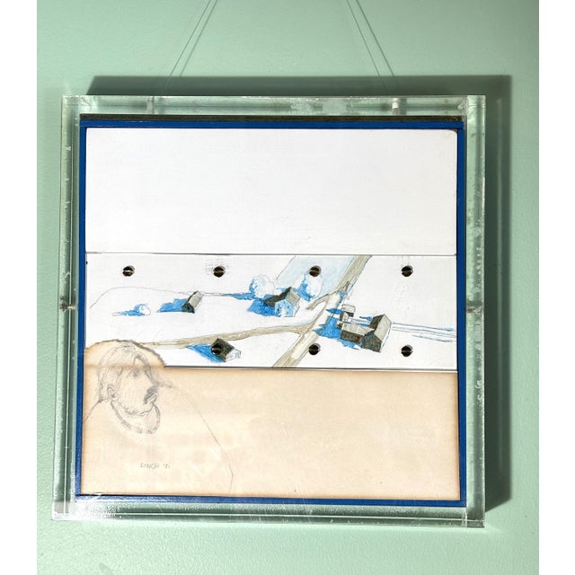 Original mixed media drawing and watercolor by Mike Lynch (Minnesota, 1938 - 2023), created in 1971. This thoughtfully...