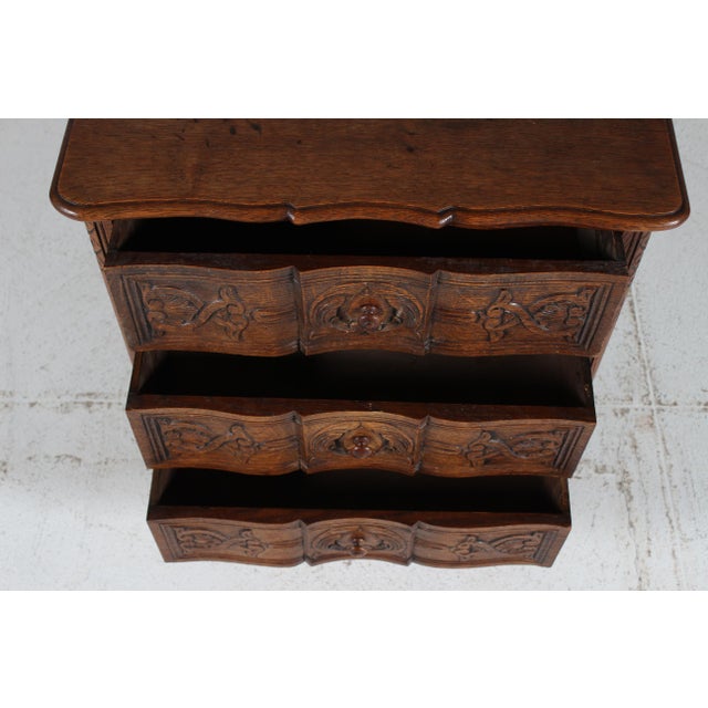 Small Danish Rococo Style Hand-Carved Oak Chest of Drawers, 1940s For Sale - Image 9 of 13