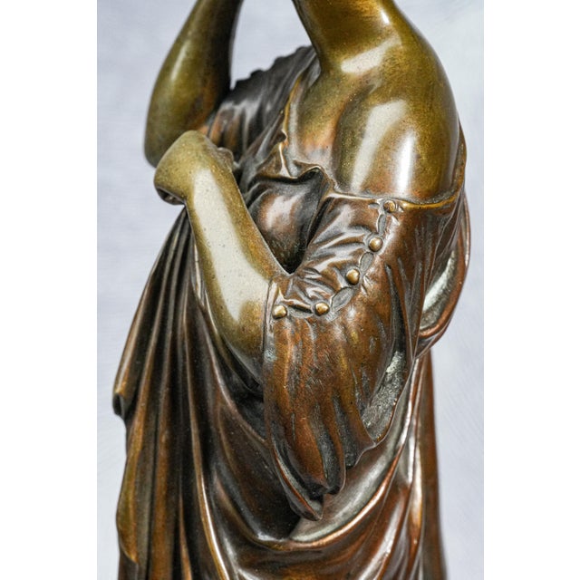 Neoclassical Antique Victorian Bronze Statue Sculpture of Woman For Sale - Image 11 of 16