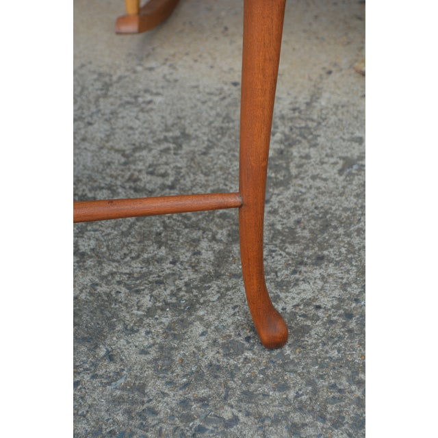 1970s Vintage Wooden Occasional Table With Carved Gallery Edge & Cross Stretcher For Sale - Image 9 of 15