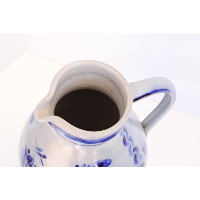 Exr Lrg. 19th C. European Westerwald Salt Glazed Stoneware Jug 16" For Sale In Los Angeles - Image 6 of 10