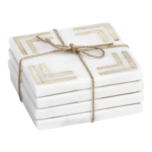 Mannara 4" Square Marble Coasters, Set of 4