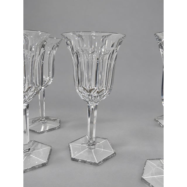 Baccarat Set of 8, Baccarat France "Malmaison" Pattern Crystal Water Goblets For Sale - Image 4 of 7