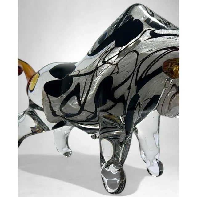 Murano Glass Bull Sculpture Sommerso Technique For Sale - Image 15 of 18