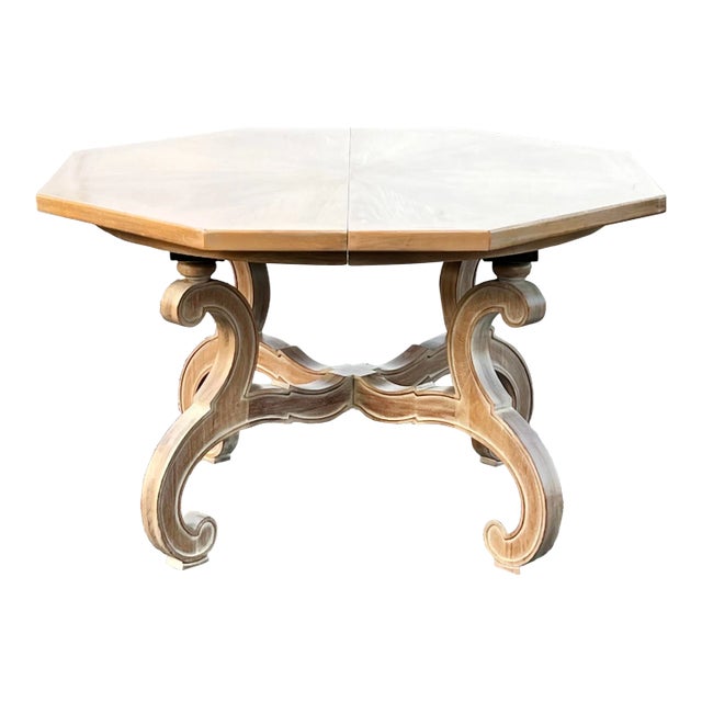 Vintage 1960’s Cerused Oak Spanish Revival “Esperanto” Dining Table For Sale