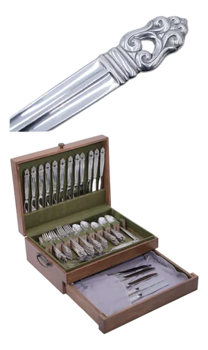International Sterling Silver Royal Danish Pattern Set of 93 Pieces Flatware Set With Box