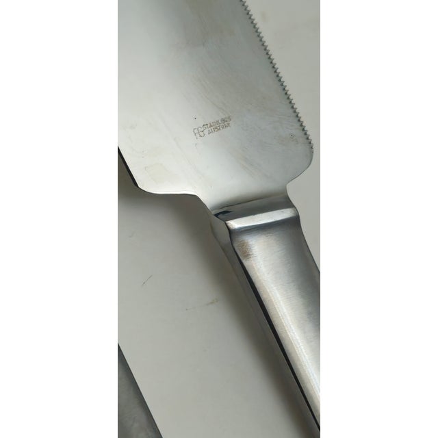 1960s a S Arthur Salm Austria Carving Knife, Serving Fork and Spoon Set, in Brushed Satin Stainless Steel For Sale - Image 9 of 11