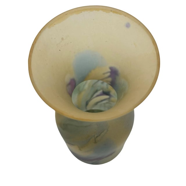 Early 21st Century Israeli Originals Vintage Hand Painted Art Nouveau Glass Vase by Reuven, Marked For Sale - Image 5 of 8