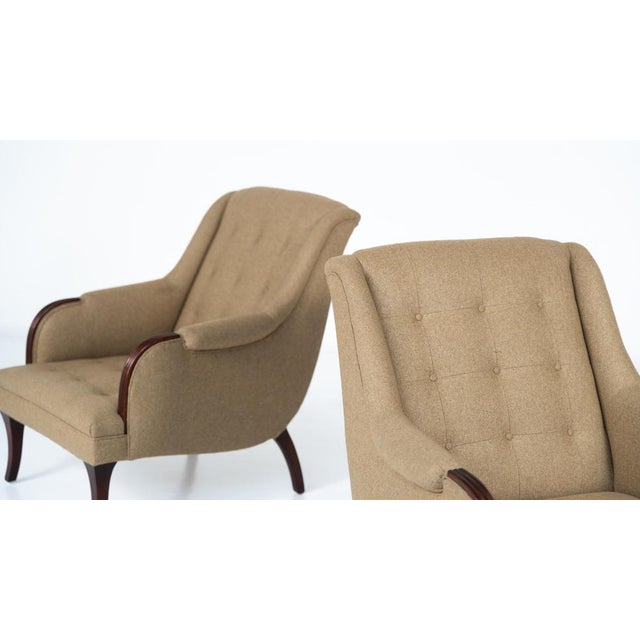 Lounge Chairs in Wood and Upholstery, 1920s, Set of 2 For Sale - Image 4 of 18