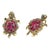 Bochic “Orient” Ruby & White Topaz Turtle Earrings Set 18k Gold & Silver - 2 Pieces For Sale