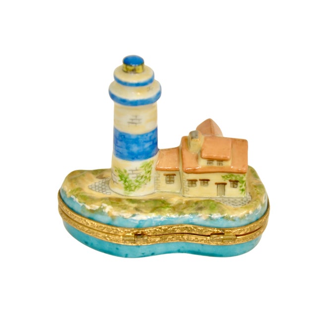 French Limoges Seaside Light House Accent Box For Sale - Image 3 of 7