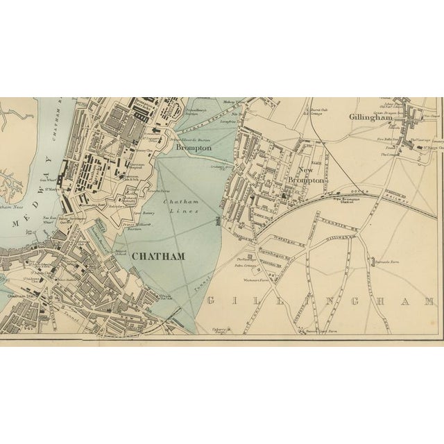 Late 19th Century Decorative Map of Chatham, Rochester and Gillingham, Naval Dockyard Plan, 1885 For Sale - Image 5 of 9
