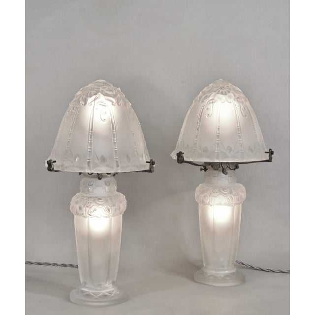 French Art Deco Mushroom Table Lamp by Pierre d'Avesn Lorrain Daum #2 - 1930s France For Sale - Image 16 of 16