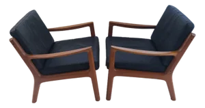 Ole Wanscher France & Son Teak Leather Armchairs - A Pair