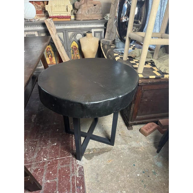 2010s Wabi Sabi Side Table – Ebonized Wood, Rustic Modern Design For Sale - Image 5 of 12