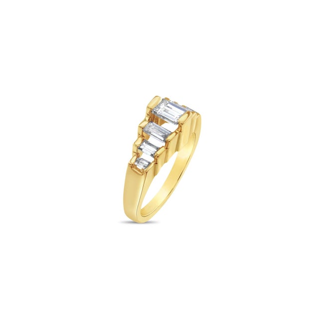Contemporary Emerald Cut Fay Baguette Diamond Engagement Ring, Size 3 For Sale - Image 3 of 5