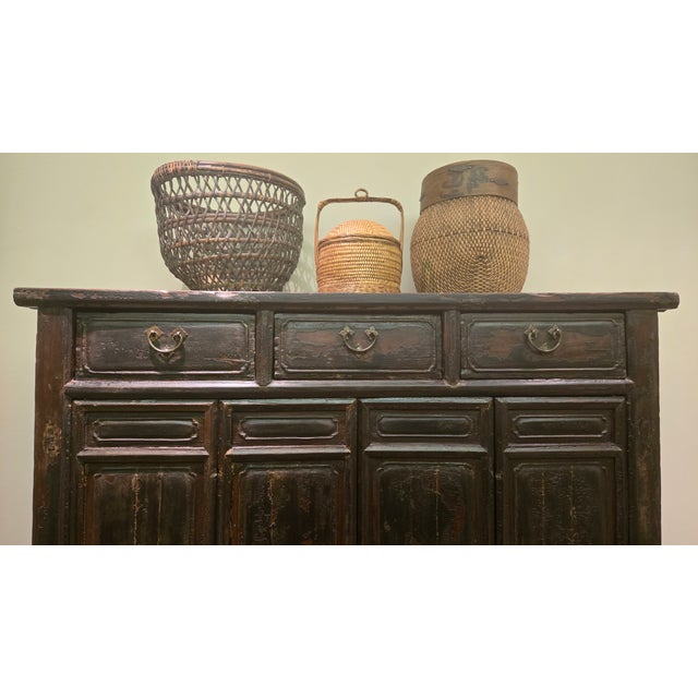 Early 20th Century Chinese Lacquered Ming Style Wedding Cabinet Armoire For Sale - Image 4 of 5