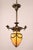 Metal Restored 1890s Stained Glass Converted Gas Brass Pendant Light For Sale - Image 7 of 11