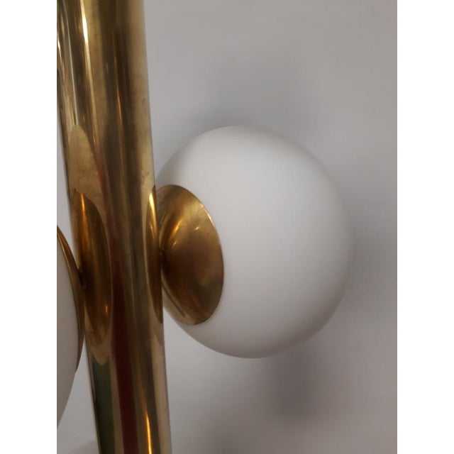 Mid-Century Modern Brass Floor Lamp with Oval Glasses For Sale - Image 3 of 14