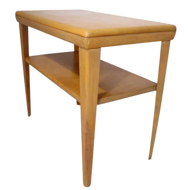 Mid 20th Century Mid 20th Century Heywood Wakefield Champagne Two Tier Side Table For Sale - Image 5 of 13