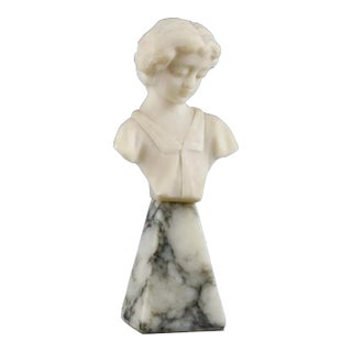 Antique Italian Alabaster Bust of a Boy For Sale