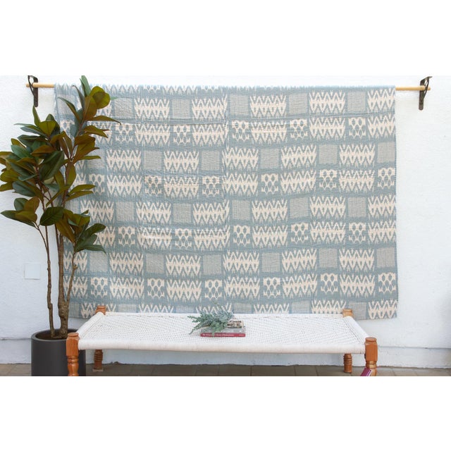 Textile Ikat River Indian Block Print Coverlet For Sale - Image 7 of 7