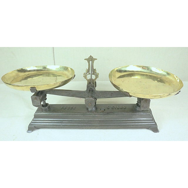 A French two pan store scale made during the Napoleon III period in the second half of the 19th century. This type of...