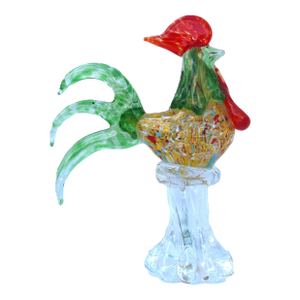 Murano Style Hand Blown Glass Tall Rooster