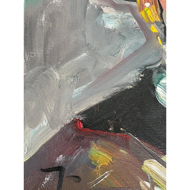 2018 Abstract Oil Portrait “The Helmet” by Jose Trujillo in Dark Wood Frame For Sale - Image 13 of 14