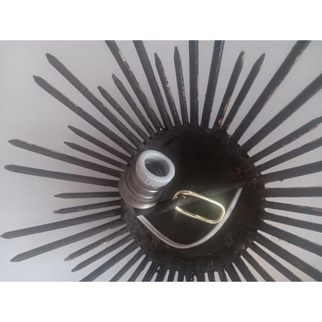 Mid-Century Modern Small Spanish Gold-Leaf Gilt Metal Sunburst Fixture or Sconce, 1960s For Sale - Image 3 of 5