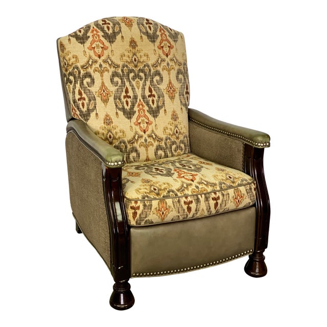 Bradington Young Leather & Ikat Print Upholstery Mayes 3Way Reclining