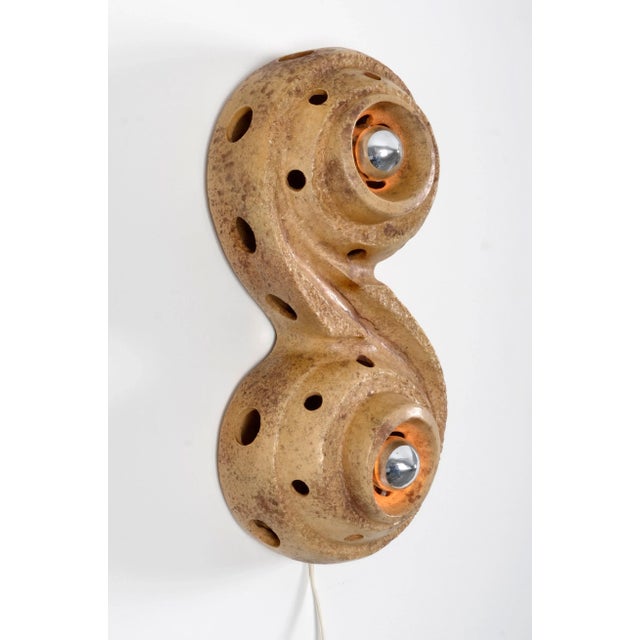 1970s Space Age Ceramic Wall Lamp from Hustadt Leuchten, 1970s For Sale - Image 5 of 6