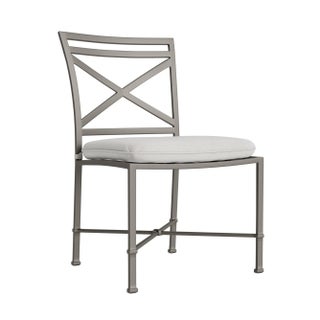 Brown Jordan Venetian Side Chair, Mica frame with Fusion Dove fabric For Sale