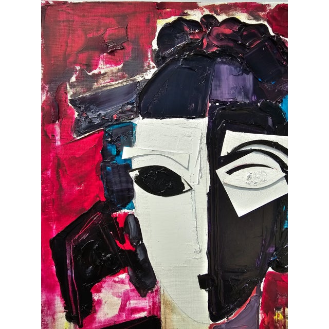 2020s Shadow Box Framed Original Oil Painting Female Portrait / Pablo Picasso For Sale - Image 5 of 13