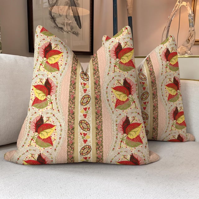 Décors Barbares “Casse-Noisette” in Pink 22" Down-Filled Pillows - a Pair For Sale - Image 4 of 5
