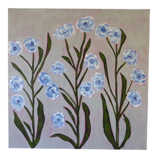 Modern Abstract Folk Art Floral Acrylic Painting, “Morning Glory,” Framed, Signed, Dated For Sale