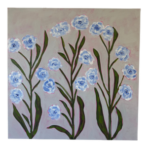 Modern Abstract Folk Art Floral Acrylic Painting, “Morning Glory,” Framed, Signed, Dated