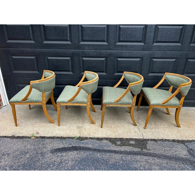 Set of 4 Custom Restoration Hardware Swedish Demi-Lune Chairs For Sale - Image 14 of 14