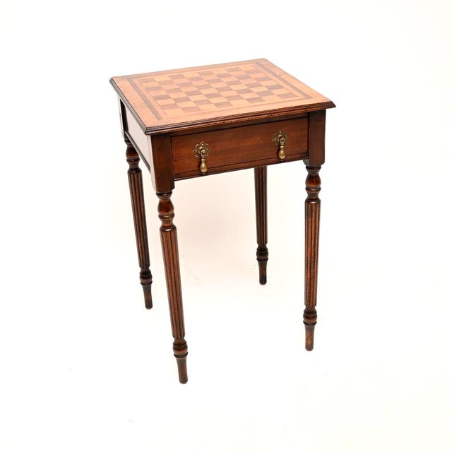Vintage English Walnut Chess Table, 1920 For Sale - Image 10 of 10