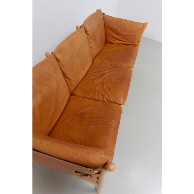 Three-Seater Ilona Safari Sofa in Leather by Arne Norell, Sweden, 1970s For Sale - Image 9 of 18