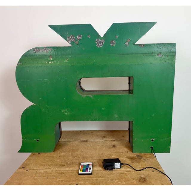 Large Vintage Illuminated Advertising Letter Ř, 1960s For Sale - Image 10 of 18