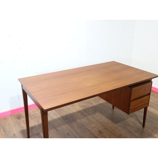 1960s Mid Century Modern Vintage Afromosia Teak Writing Office Desk For Sale - Image 9 of 15