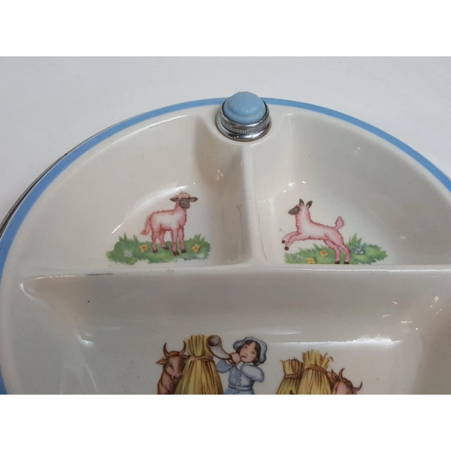 1944 Bartsch Little Boy Blue Chrome Porcelain Bakelite Child's 3 Part Warming Dish For Sale In Nashville - Image 6 of 6