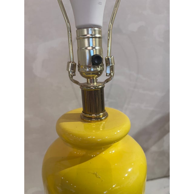 Ceramic Vintage Lamps With Silk Ikat Lampshades - a Pair For Sale - Image 7 of 8