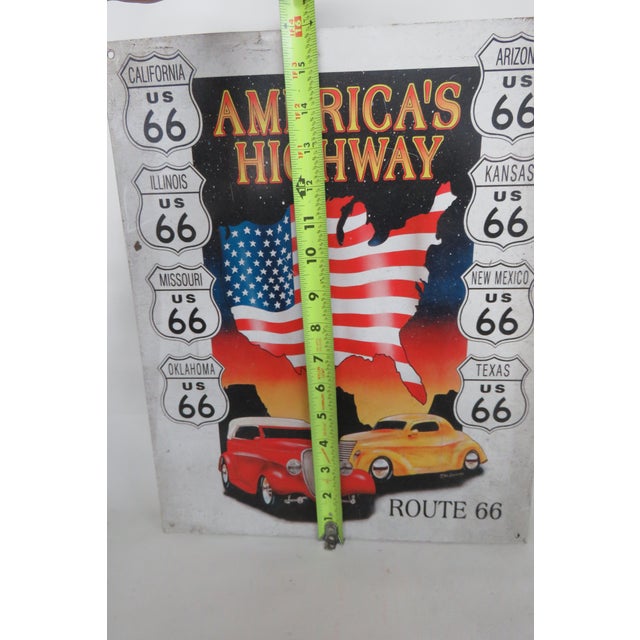 1990s Vintage Route 66 Metal Sign Americans Highway 1995 Desperate Enterprises 4705b For Sale - Image 5 of 10