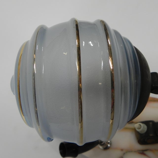 Art Deco Marble, Glass, and Steel Desk Lamp with Pen and Letter Holder, 1930s For Sale - Image 4 of 18