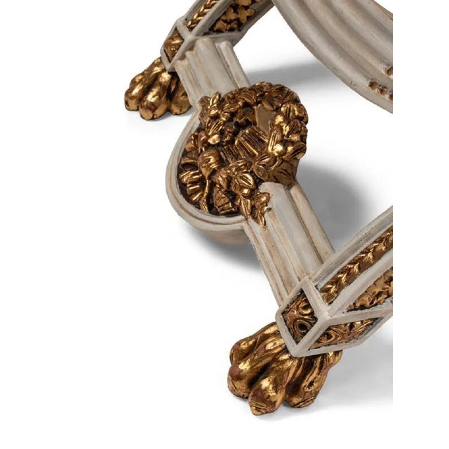 Traditional Continental Painted and Parcel Gilt Curule-Form Tabourets, 20th Century - A Pair For Sale - Image 3 of 7
