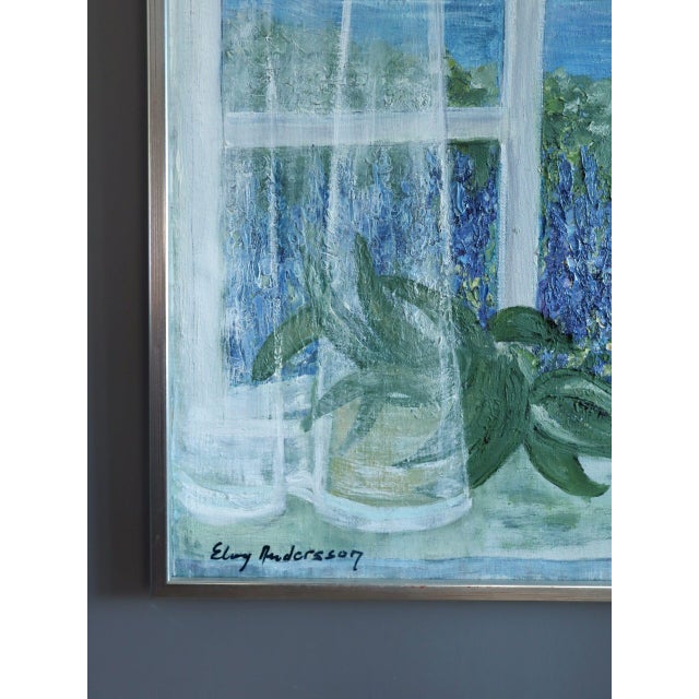 Mid-Century Modern 'The Open Window' Swedish Expressive Coastal View Oil Painting, Framed For Sale - Image 6 of 13