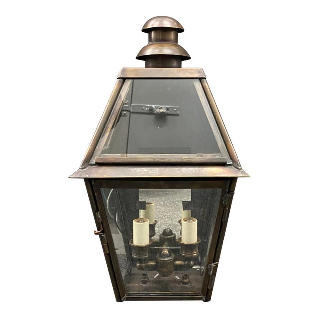 Custom Natural Brass Exterior Sconce Light Fixture For Sale