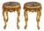 Italian-Style Accent Table Set of 2 – Black Marble Top With Ornate Gold Accents & Elegant Details For Sale